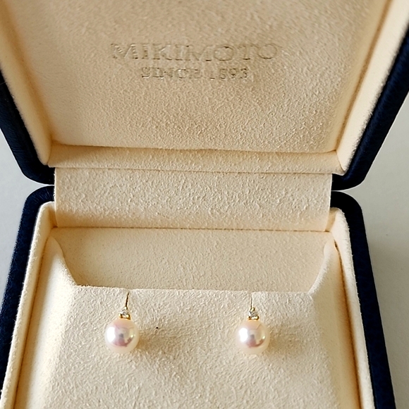 Mikimoto Akoya Pearl Diamond Earrings - Picture 2 of 10